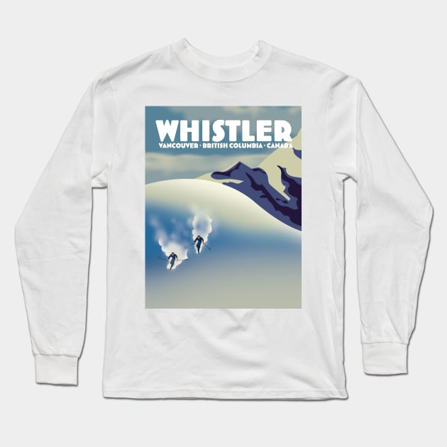 Whistler British Columbia Canada ski poster Long Sleeve T-Shirt by nickemporium1